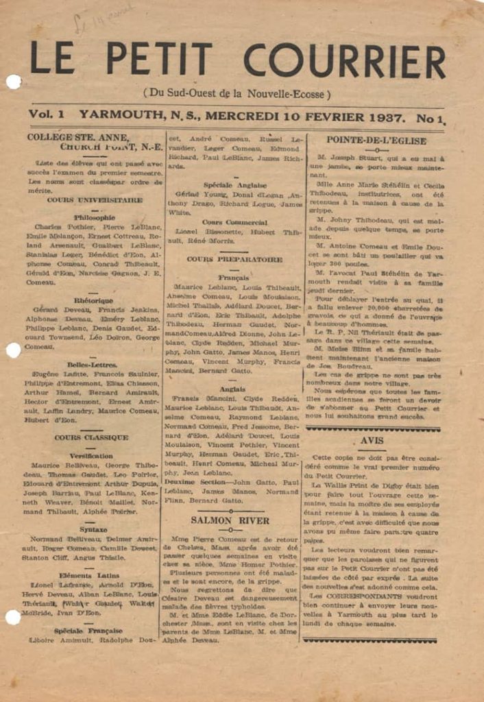 petit courrier du sud-ouest de la nouvelle-écosse